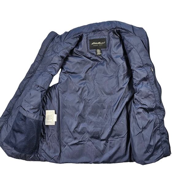 Eddie Bauer Goose Down Puffer Vest Mens Small Quilted Pockets Navy Blue Gorpcore - Picture 2 of 12